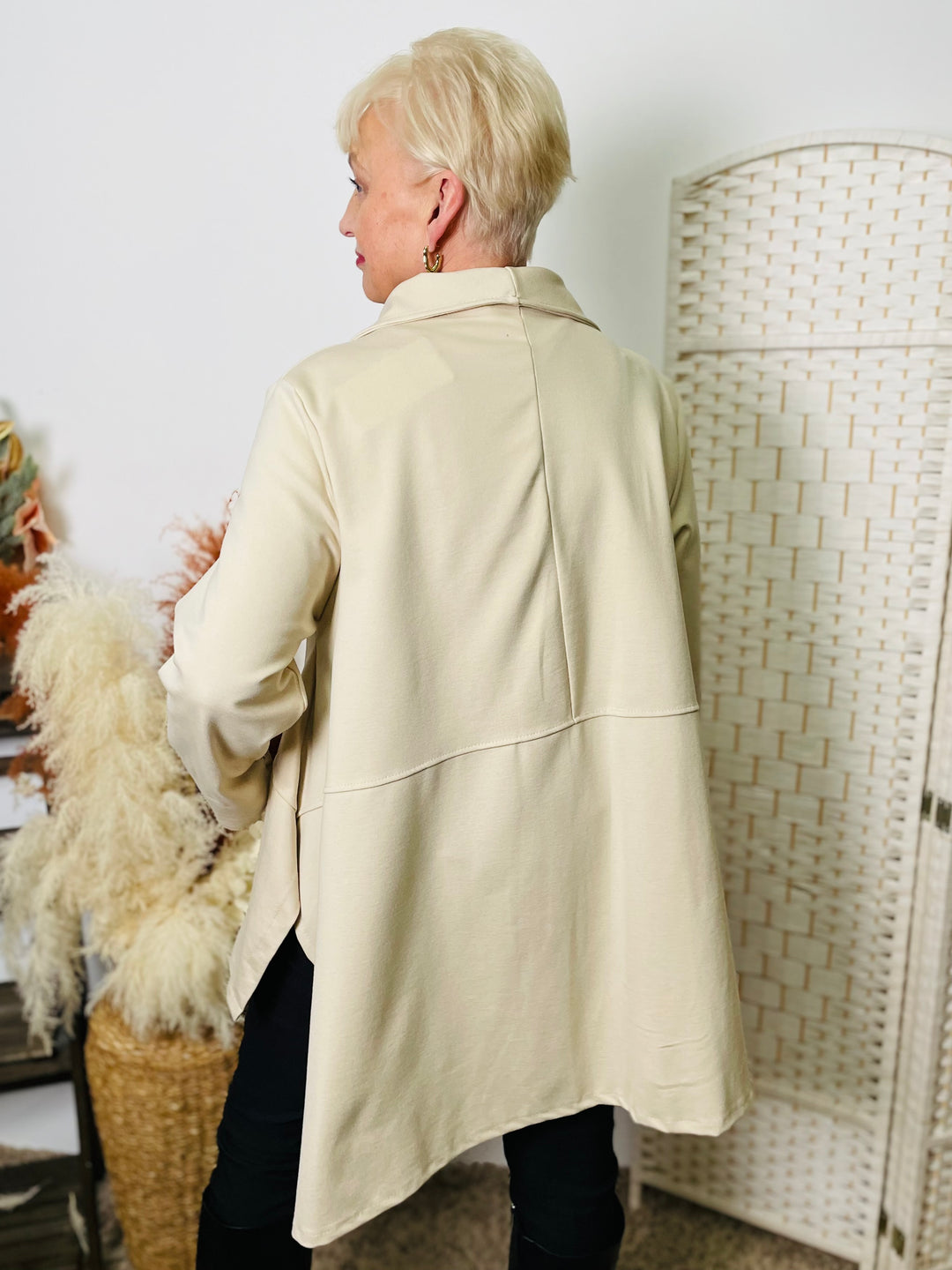 "LISA" Scuba Cape Blazer-Stone