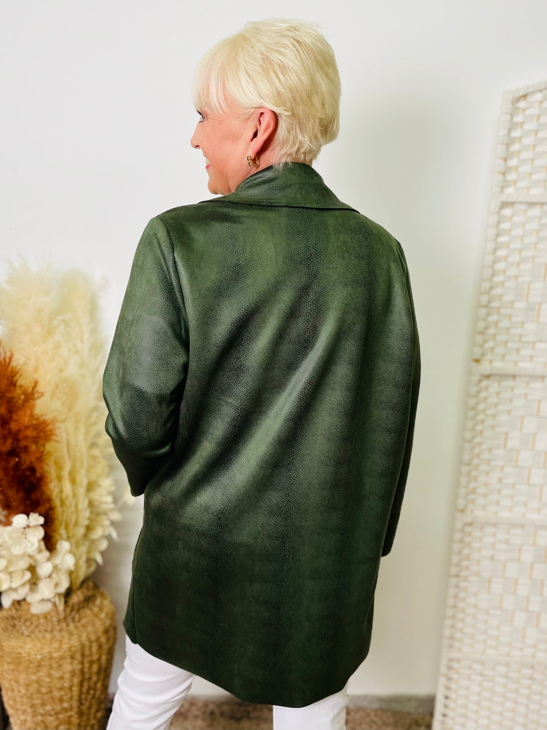 "CROSBY" Snake Print Jacket-Green