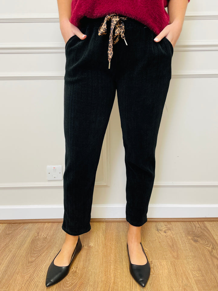 "ABIGAIL" Corduroy Trousers-Black