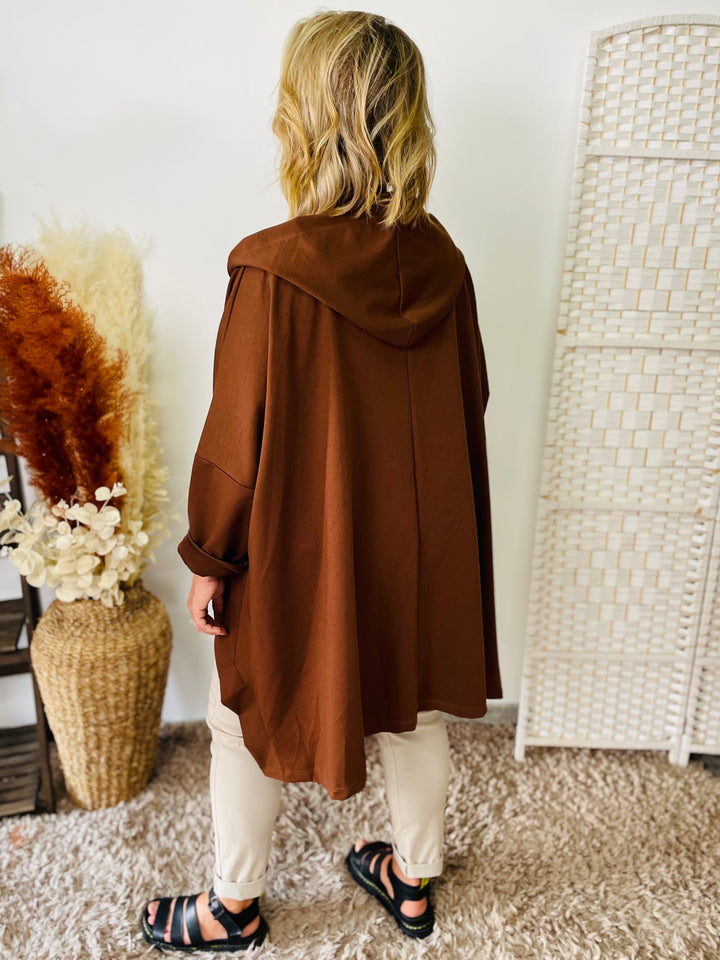 "MELANIE" Hooded Jacket-Chocolate Brown