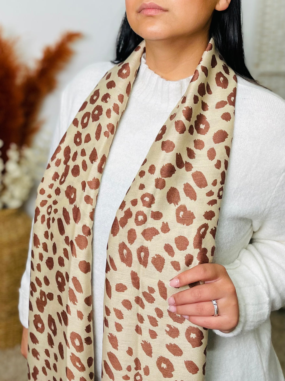 No.50 Animal Print Scarf-Sand