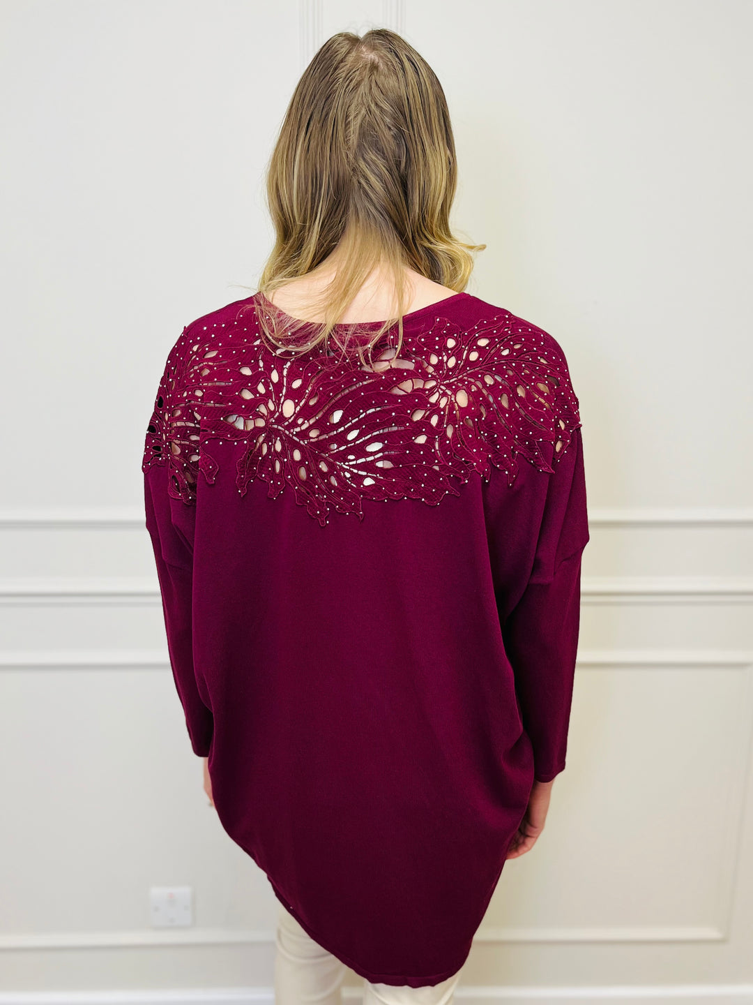 "RUTH” Embellished Tunic-Burgundy