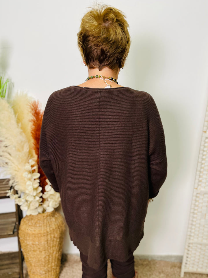 "CASSY" Knitted Jumper-Chocolate Brown