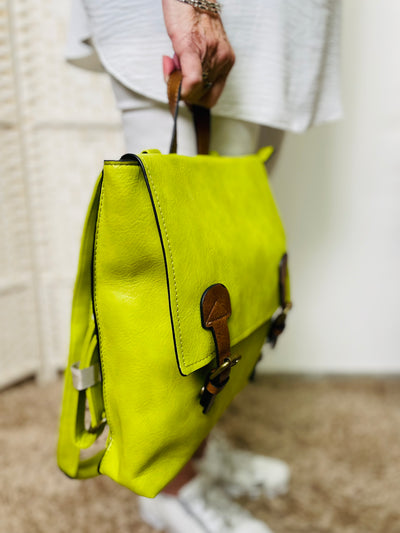 Satchel Backpack-Lime Green