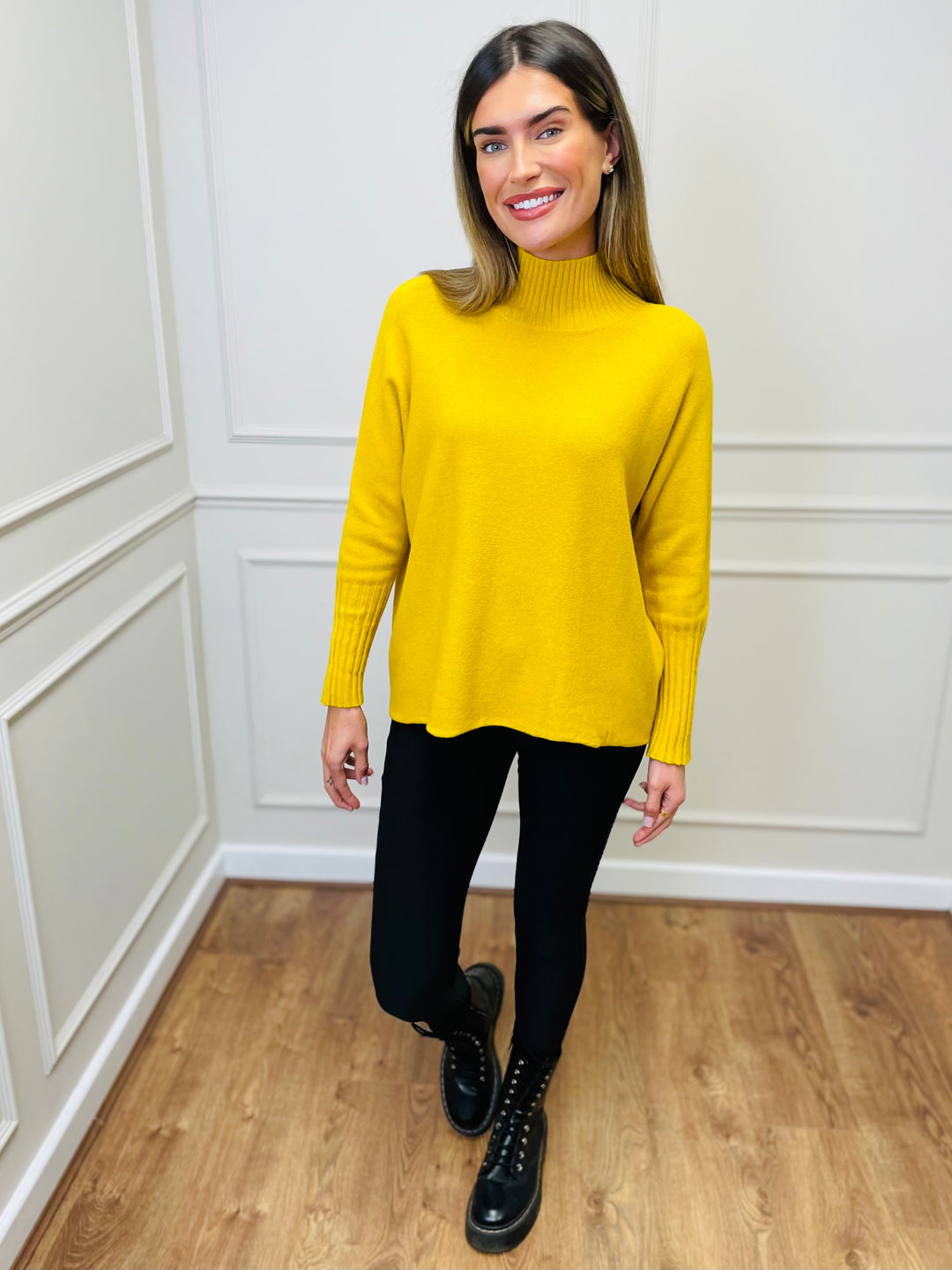 "AMANDA" Roll Neck Jumper-Mustard