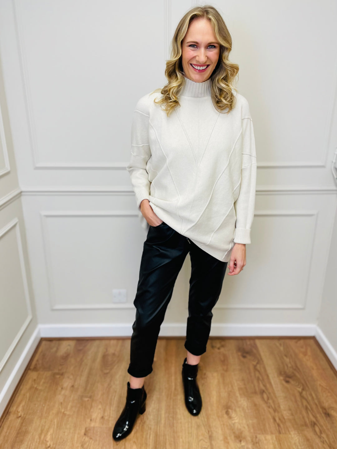 "BLAKE" Polo Neck Jumper-Cream