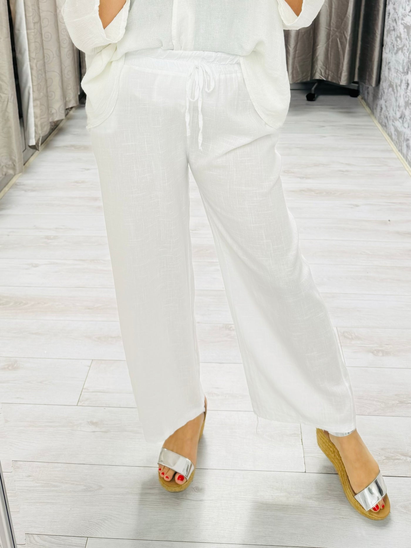 "SIDNEY" Palazzo Trousers-White