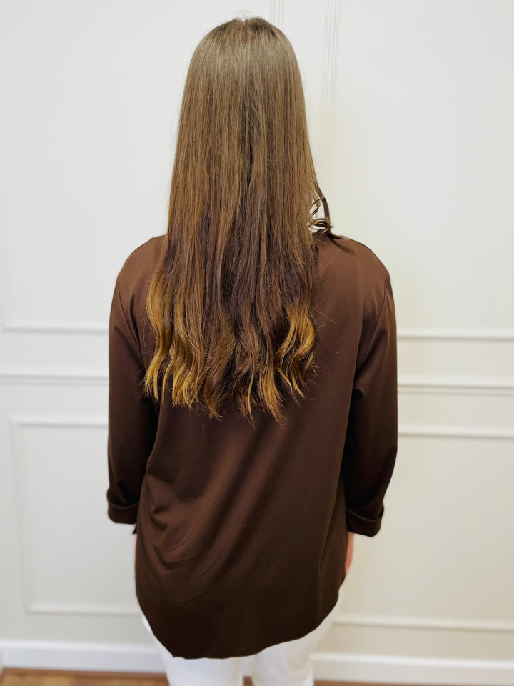 "AMARA" Side Tie Top-Brown