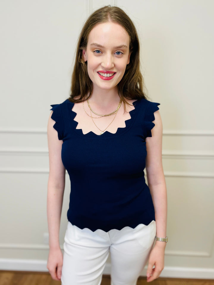 "CARLY" Vest Blouse-Navy