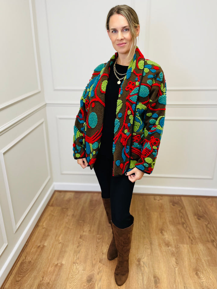 "NANCY" Textured Coat-Multicolour