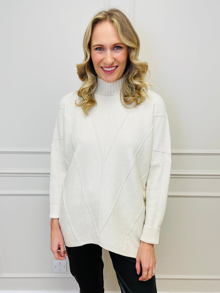 "BLAKE" Polo Neck Jumper-Cream