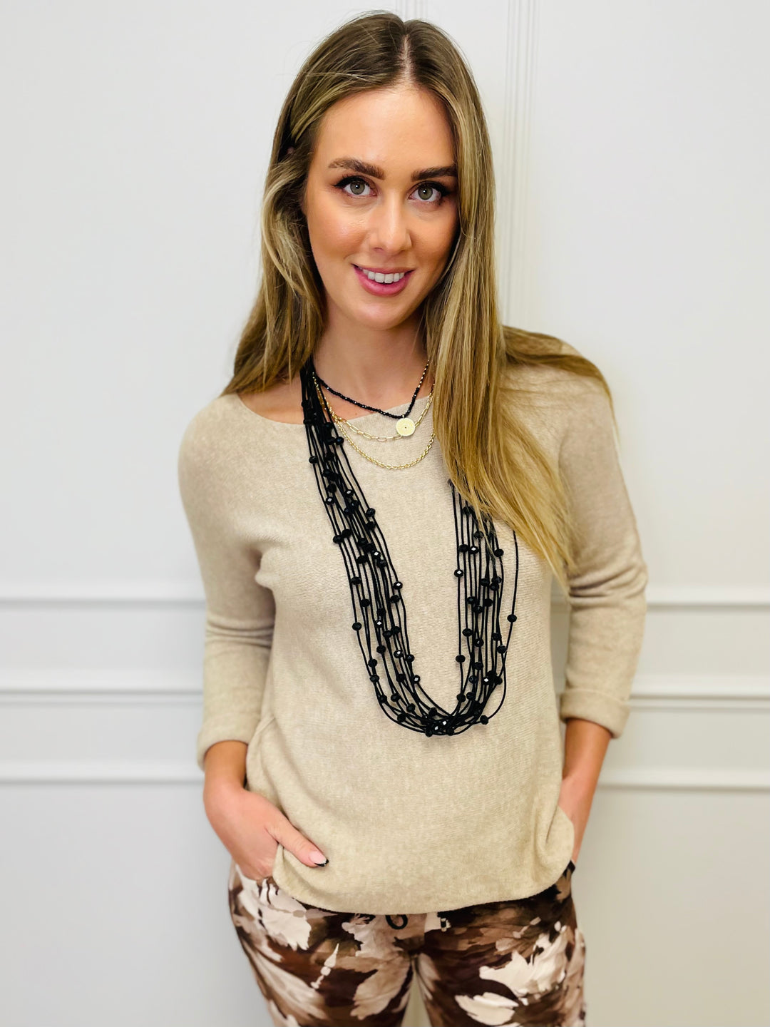 "MAGNOLIA" Fine Knit Jumper-Sand