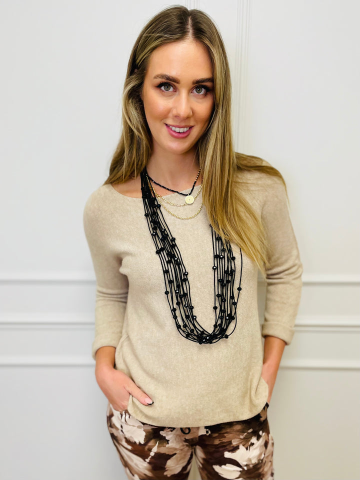 "MAGNOLIA" Fine Knit Jumper-Sand