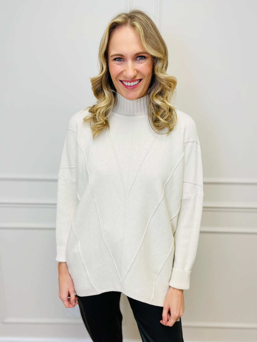 "BLAKE" Polo Neck Jumper-Cream