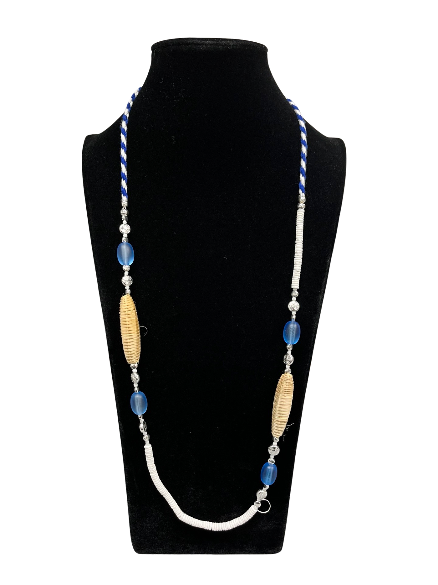 Blue & White Long Statement Necklace