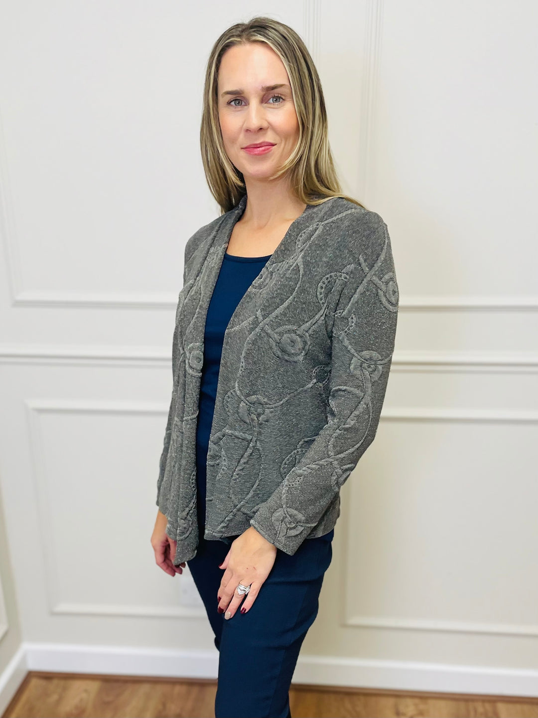 "GWYNETH" Textured Soft Knit Jacket-Green