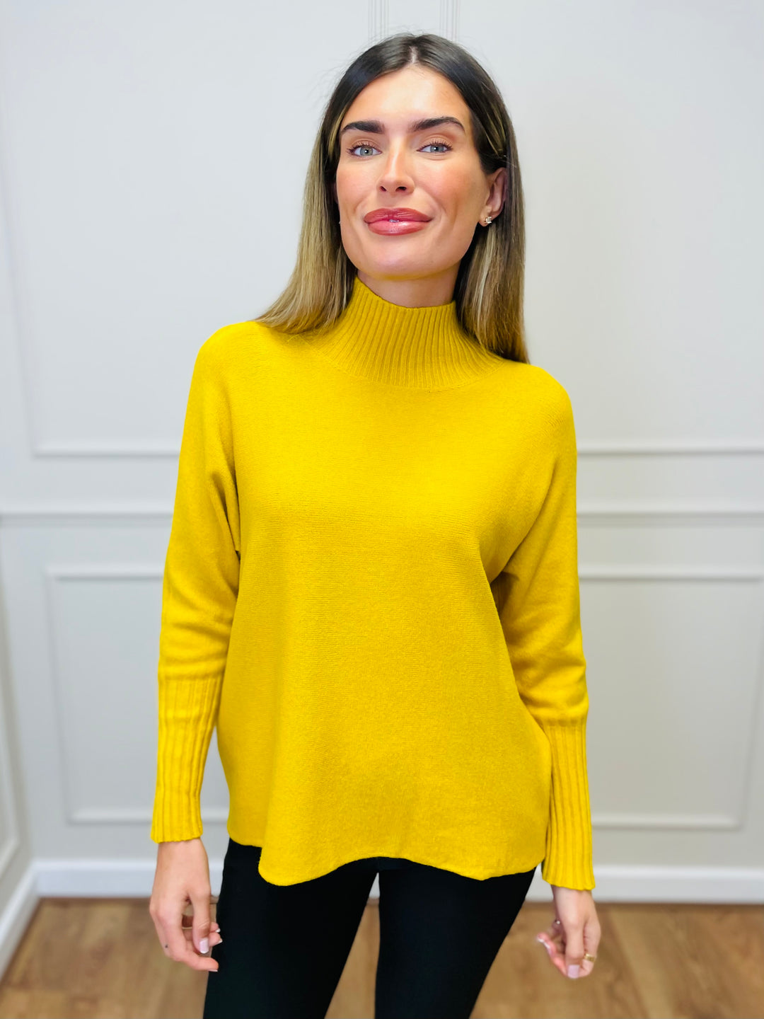 "AMANDA" Roll Neck Jumper-Mustard