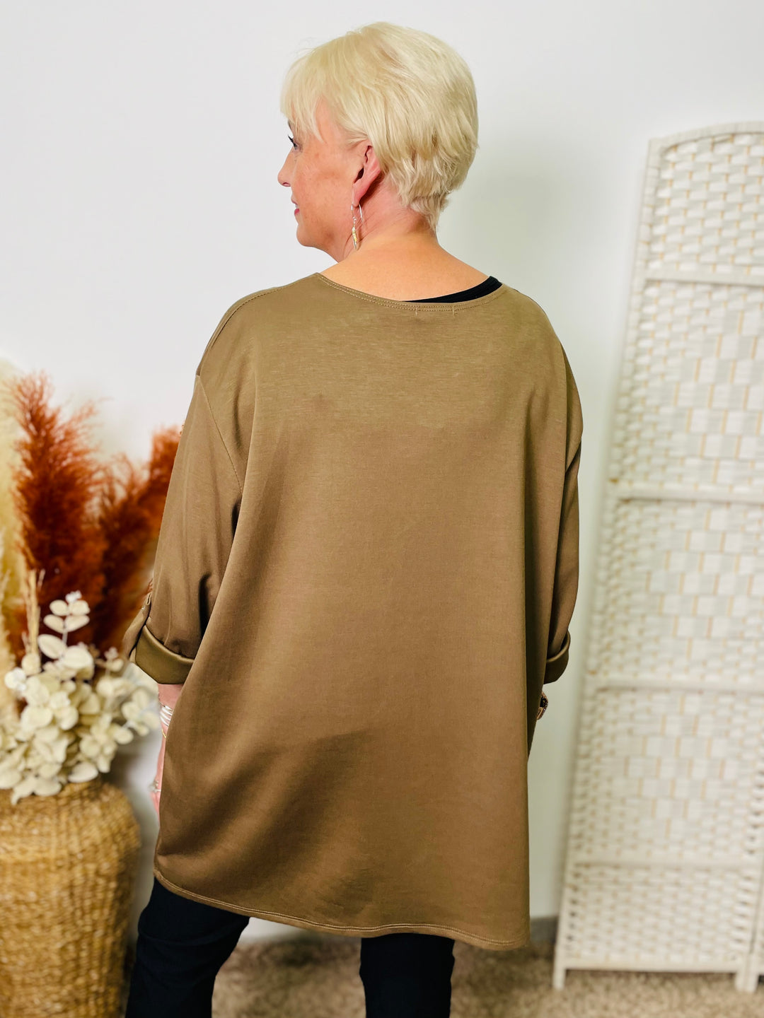 "NANCY" Long Sleeve Tunic-Camel