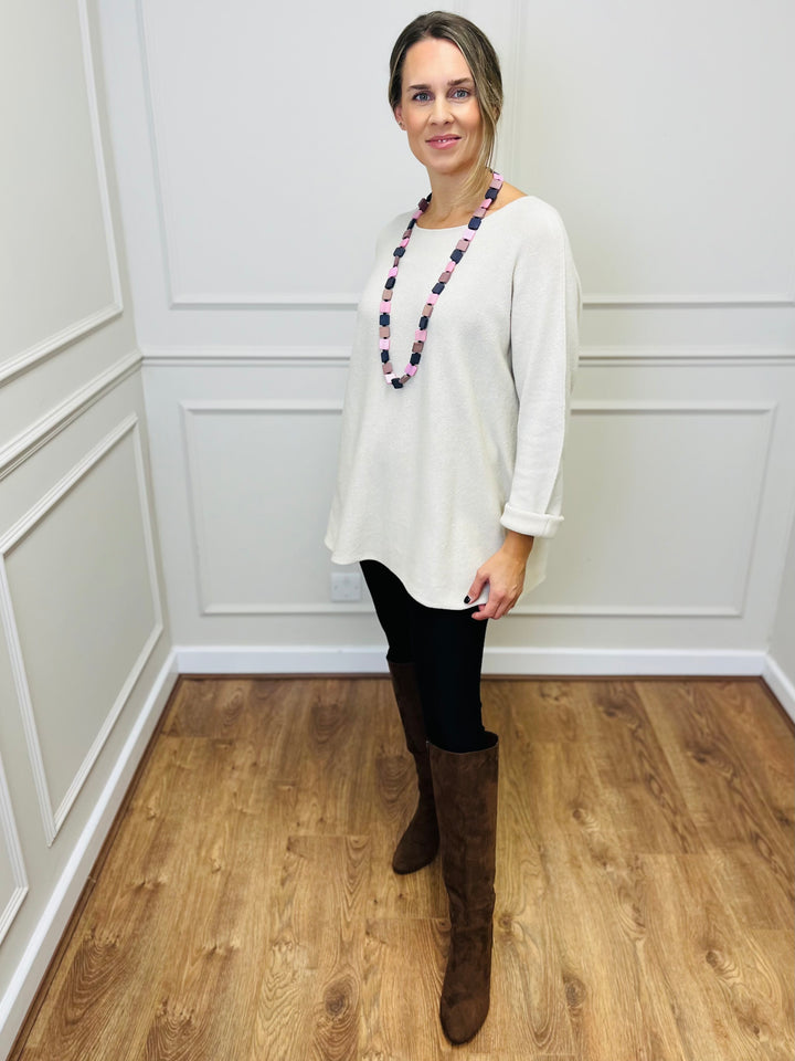 "GINNY" Basic Soft Jumper-White