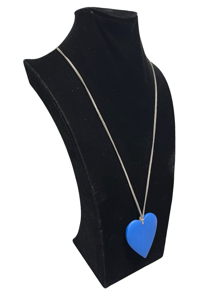 Long Heart Necklace-Blue