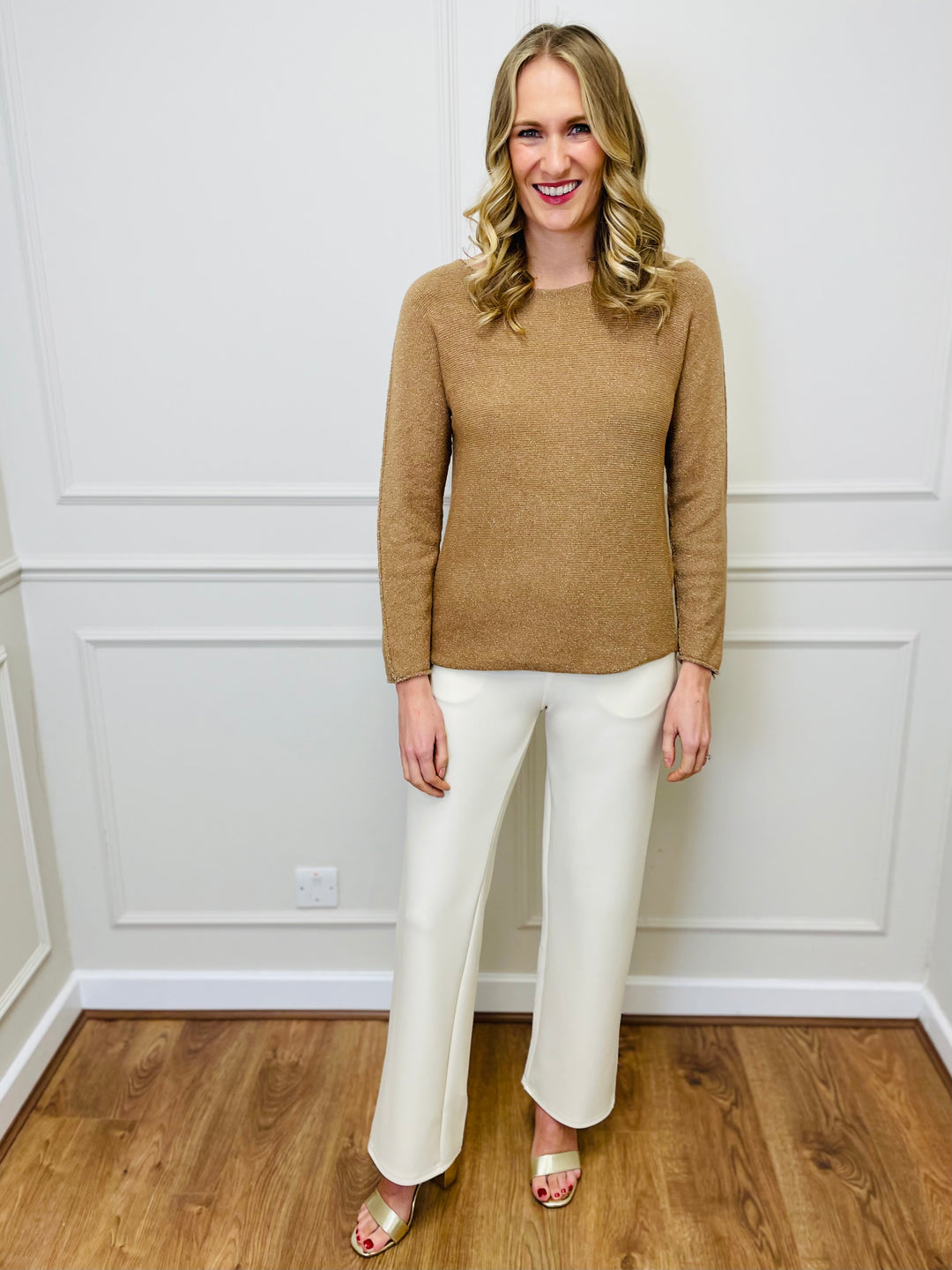 "PARIS" Bootcut Trousers-Cream