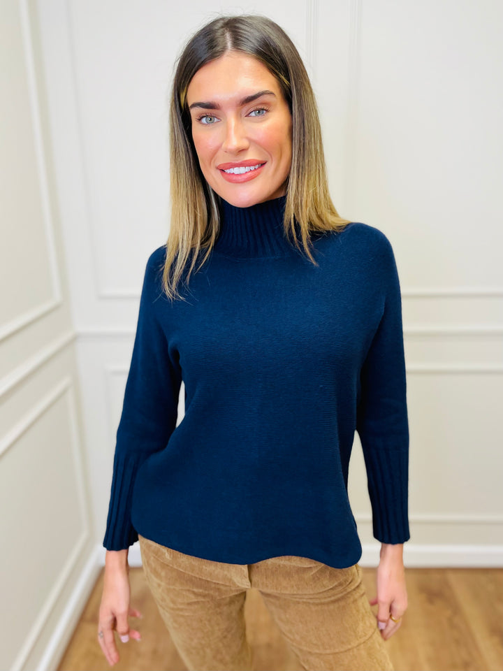 "AMANDA" Roll Neck Jumper-Navy