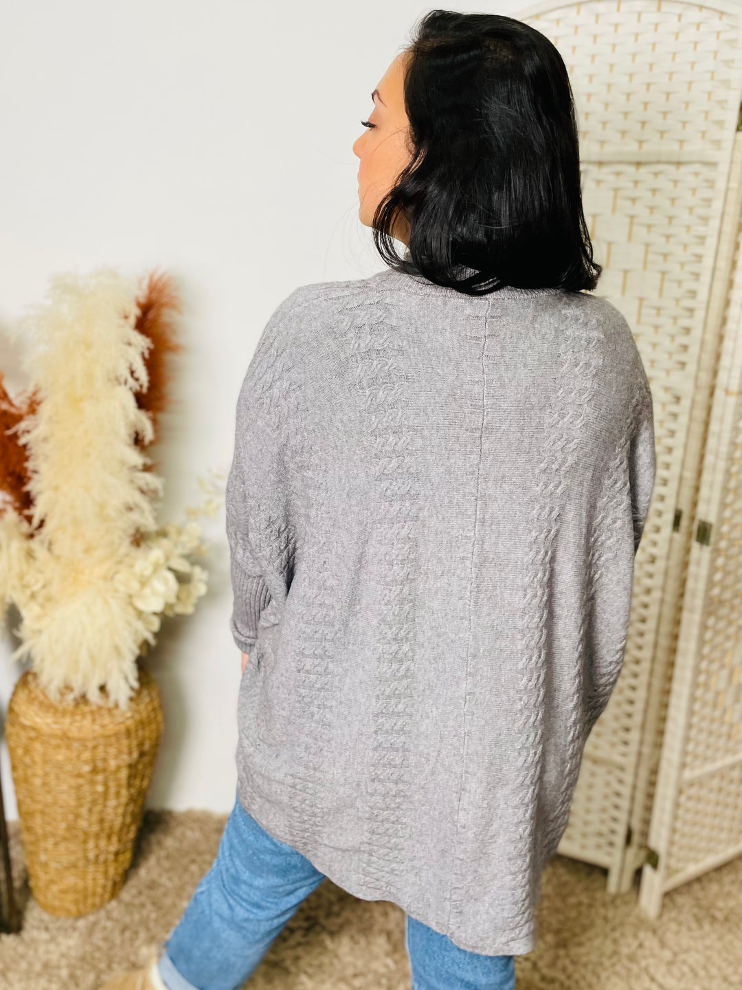 "GRACE" Knitted Jumper-Grey