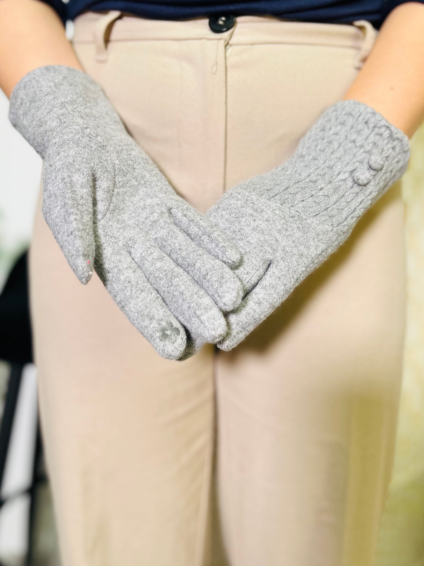 Knitted Gloves-Silver