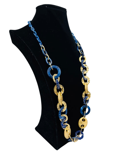 Navy & Gold  Long Statement Necklace