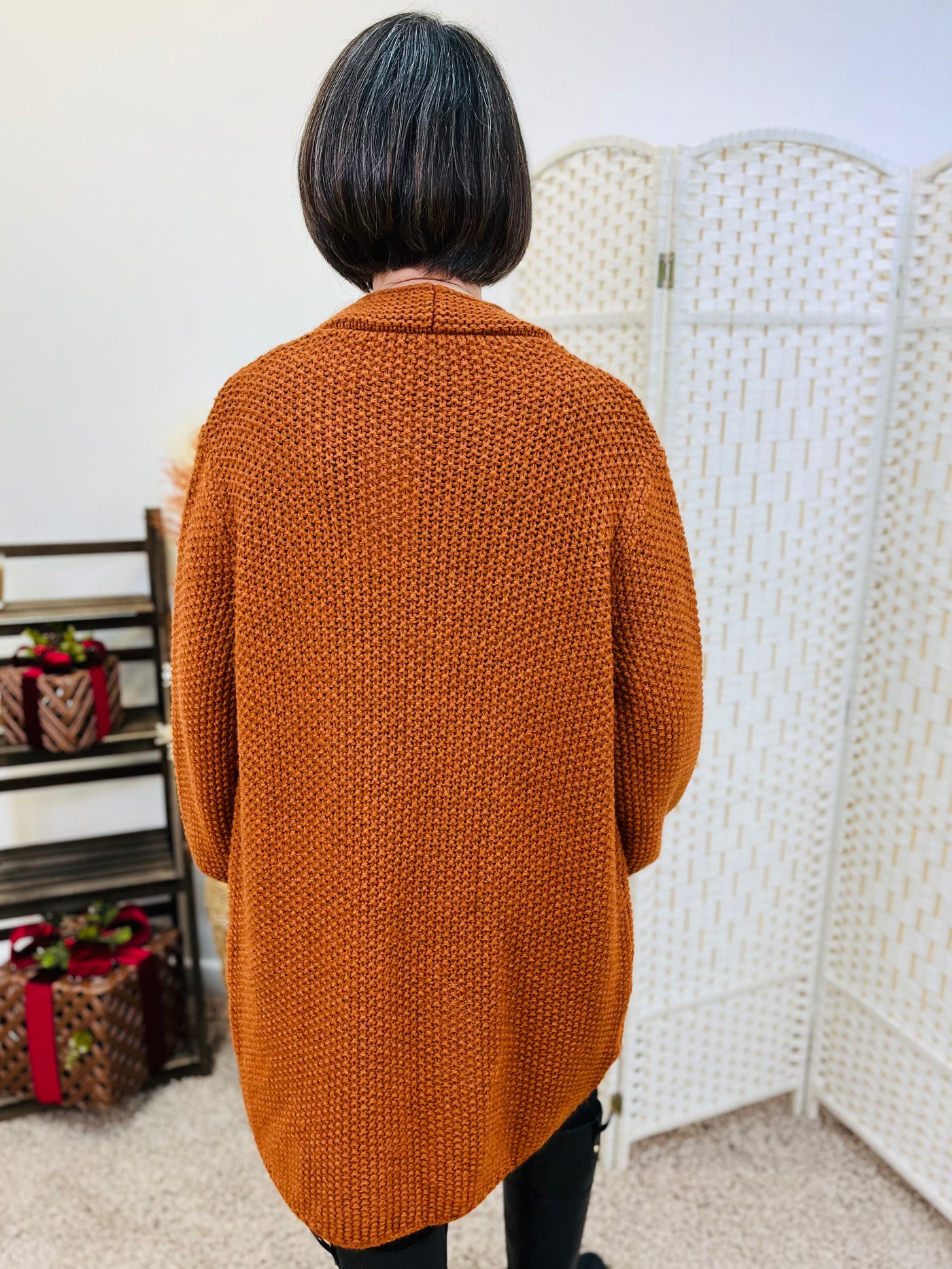 "MARISSA” Knitted Cardigan-Rust Orange