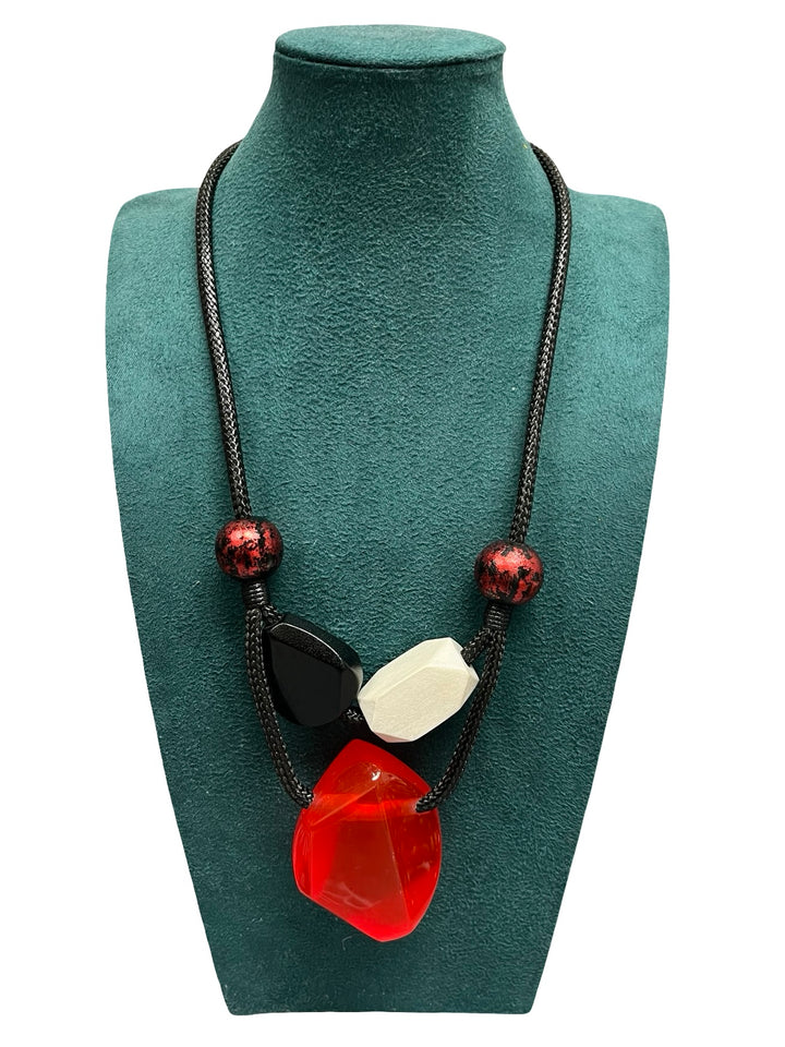Red & Black Statement Necklace