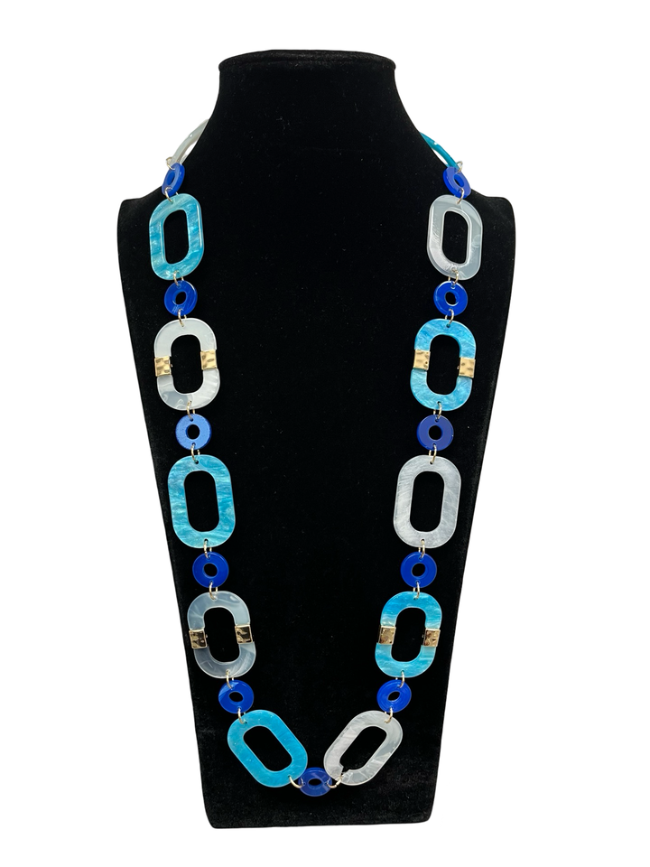 Blue & White Long Statement Necklace