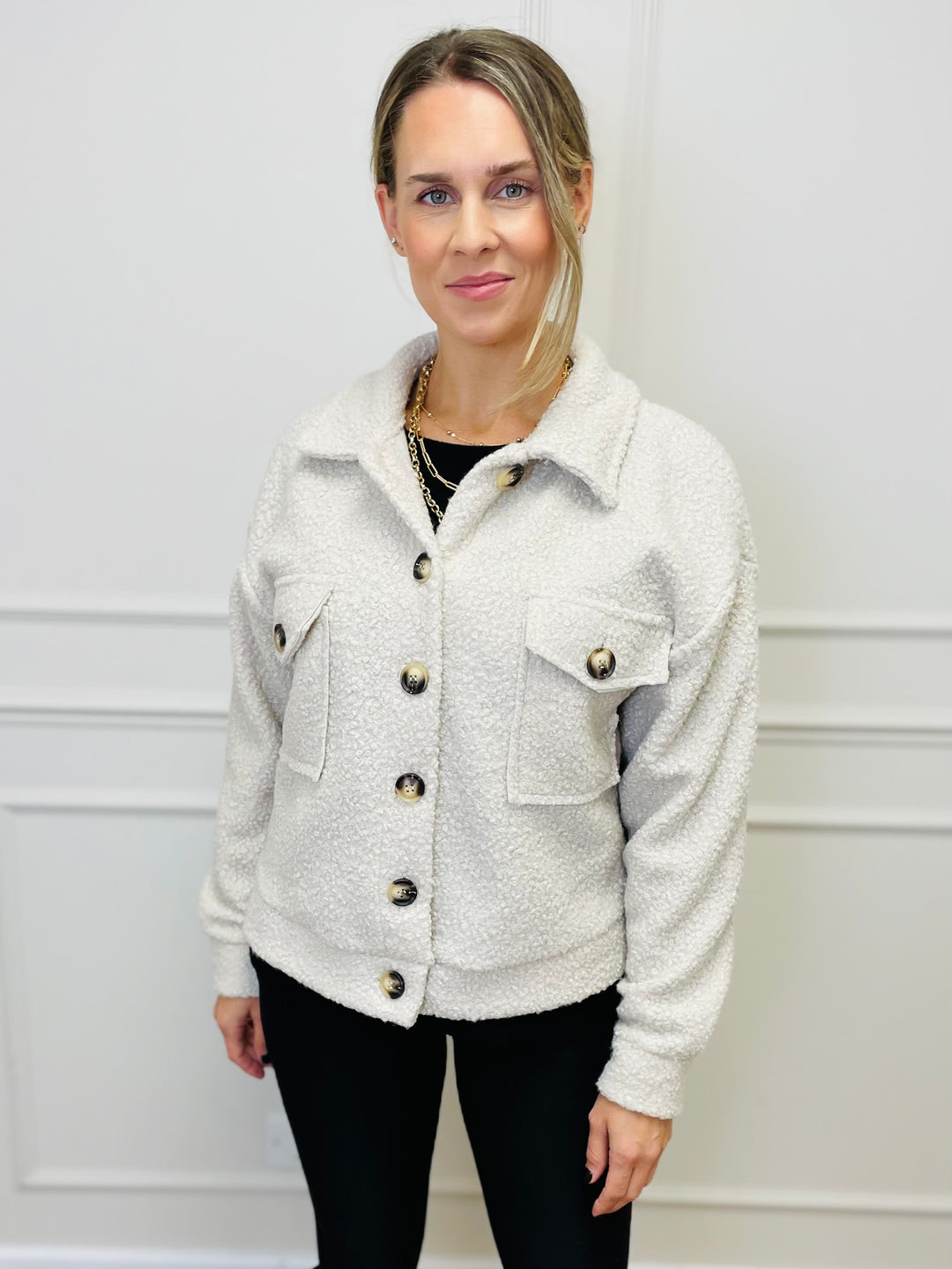 "MARIA" Boucle Jacket-Stone