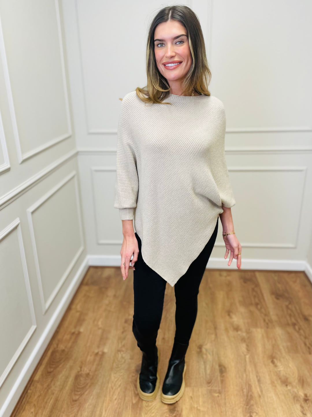 "ELLA" LUXURY Poncho-Sand