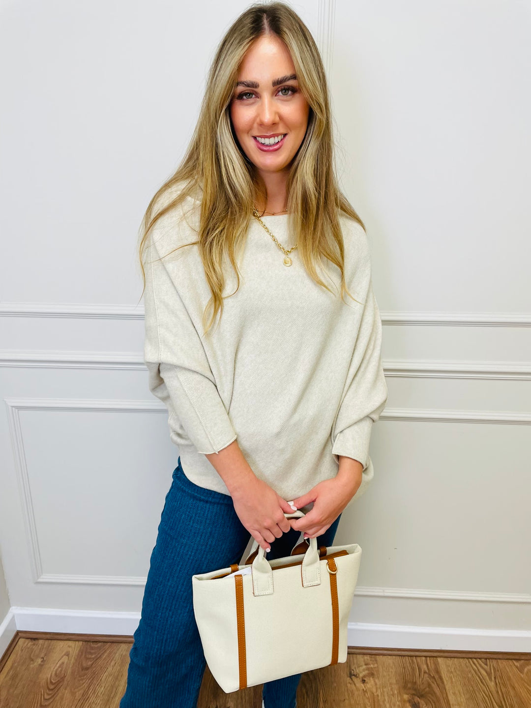 "BELLA" Asymmetric Jumper-Cream