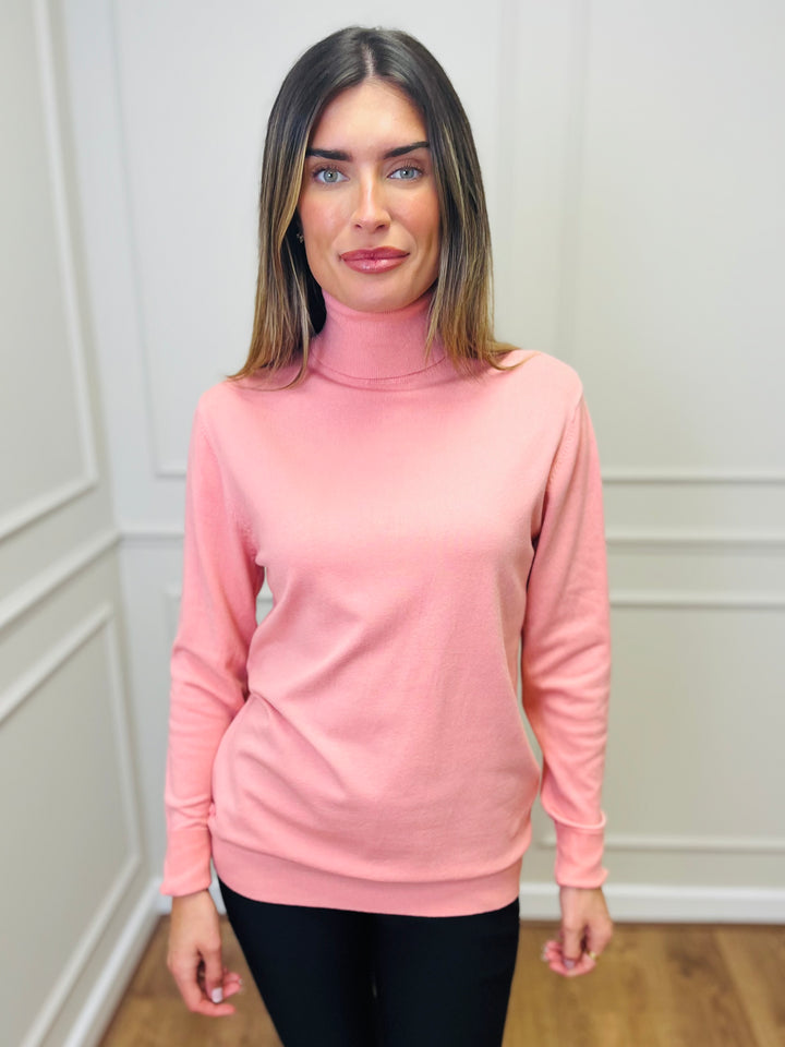 "ROBIN" Polo Neck-Pink