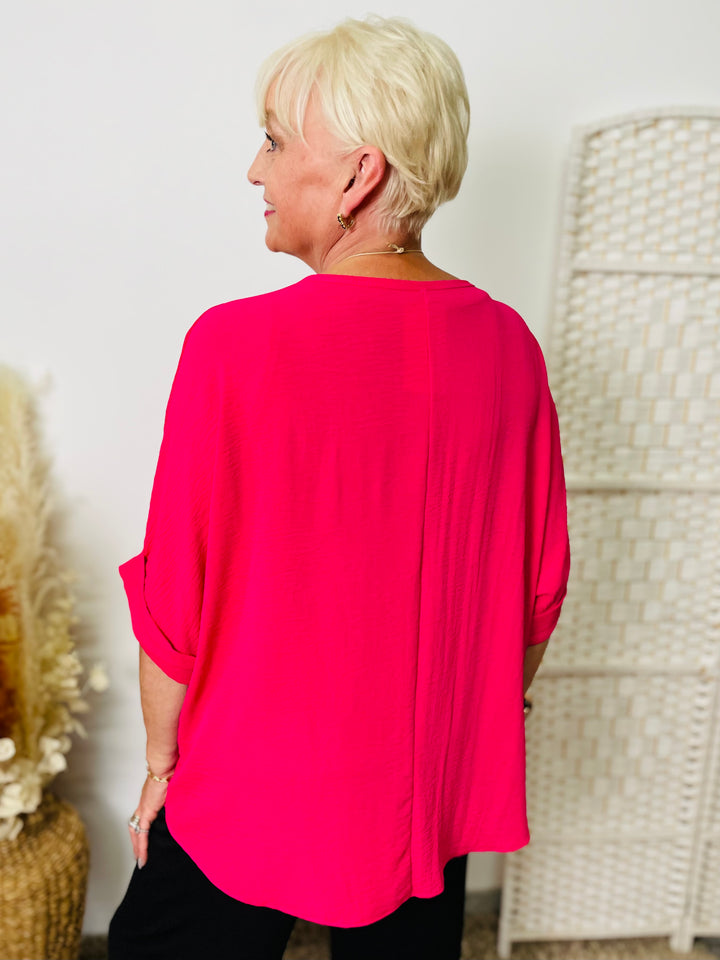 "ARIANA" Top With FREE Necklace-Cerise Pink