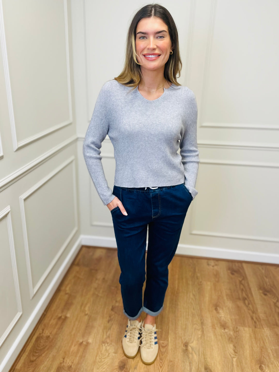 "GEMMA" LUXURY Fine Knit Jumper-Grey