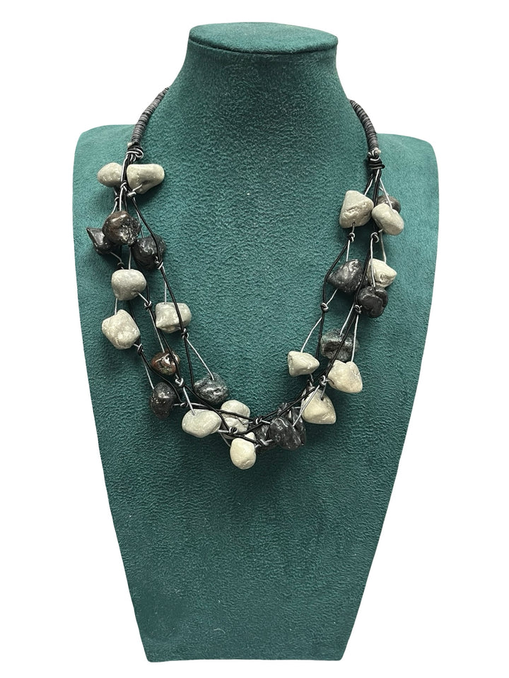 Short Statement Necklace-Black & Silver