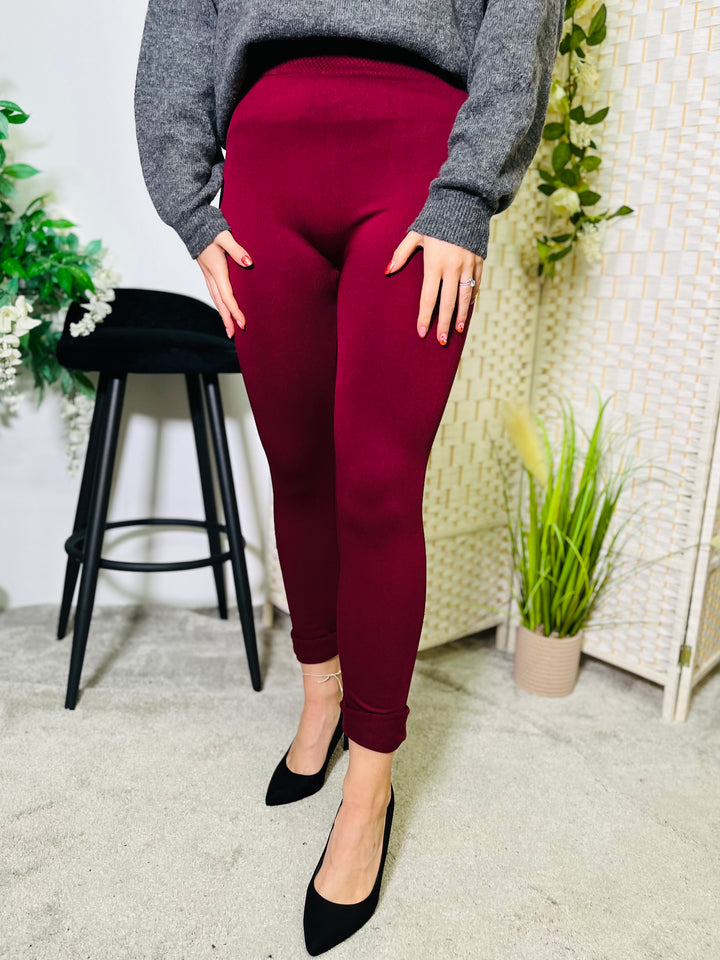 "JULY" Soft Leggings-Burgundy