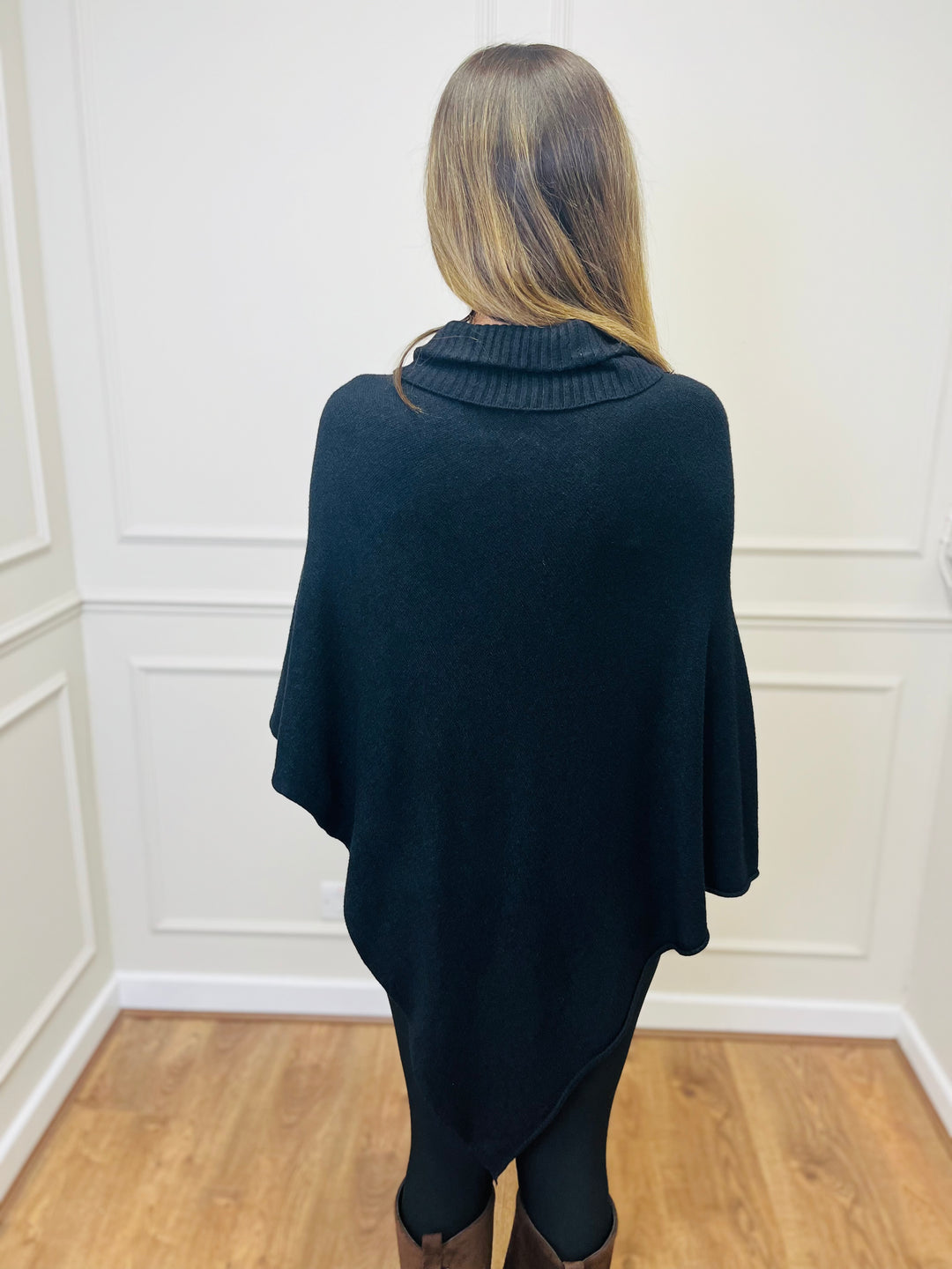 "STARR" Asymmetric Poncho-Black