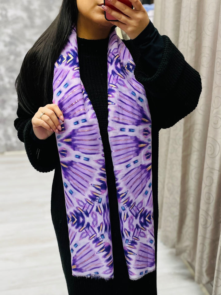 No.78 Artistic Print Scarf-Lilac