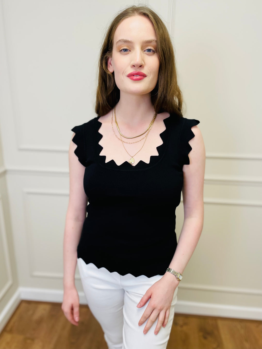 "CARLY" Vest Blouse-Black