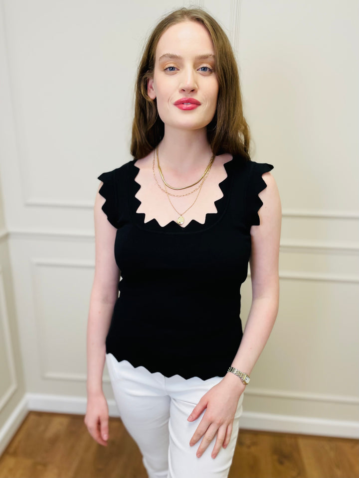 "CARLY" Vest Blouse-Black