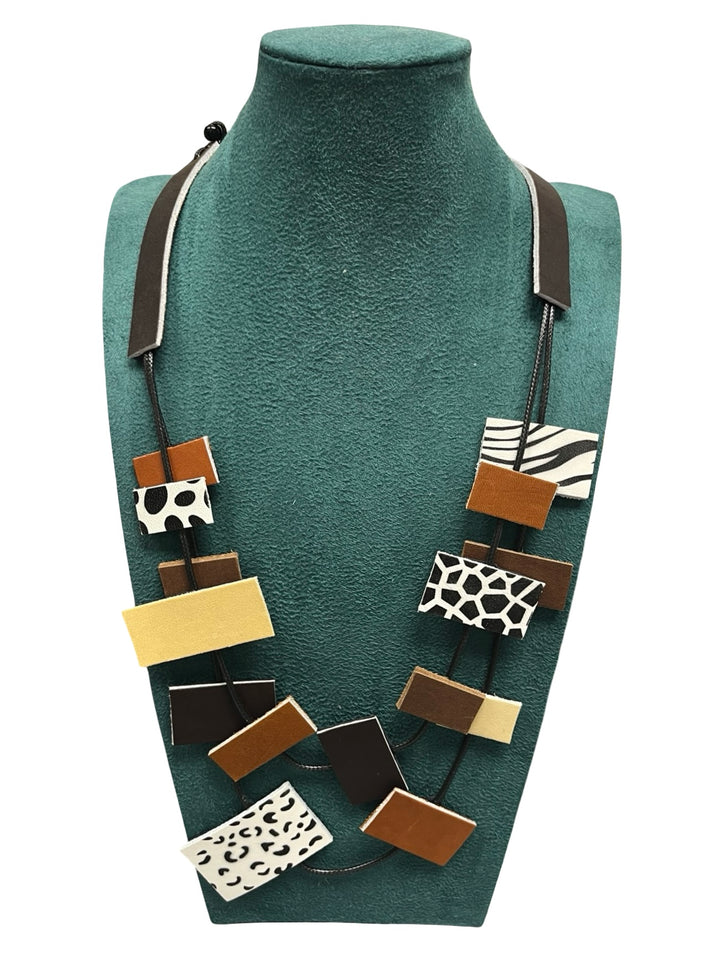 Animal Print Statement Necklace-Multicolour