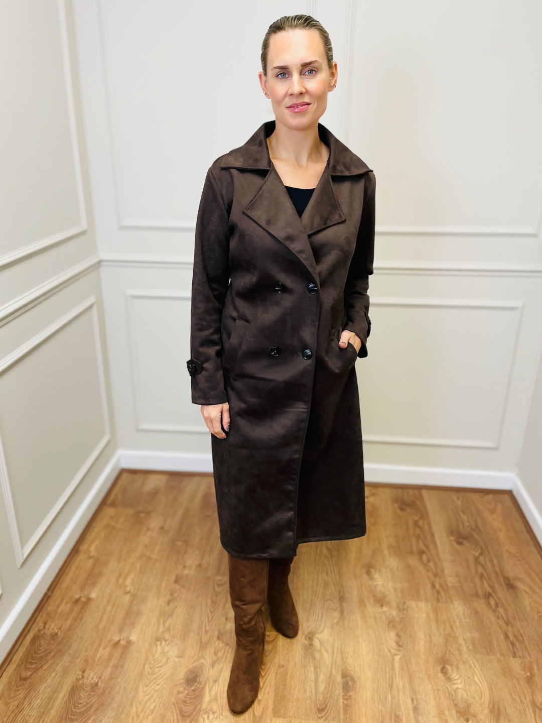 "CROSBY" Longline Jacket-Brown