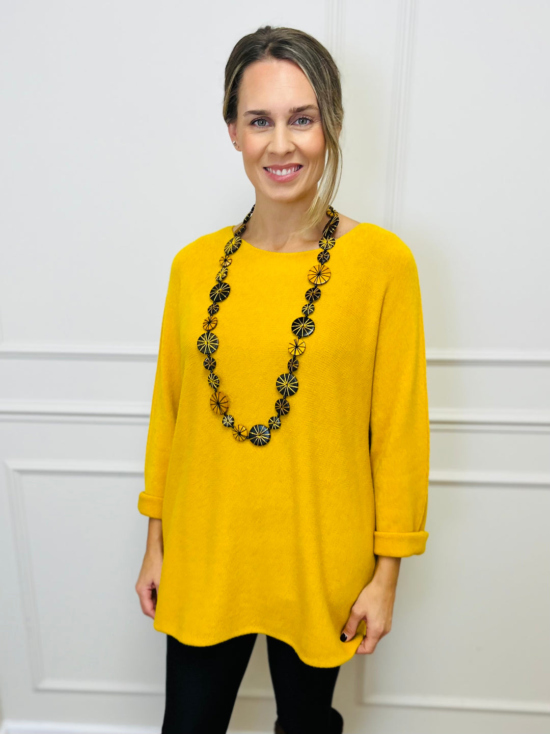 "GINNY" Basic Soft Jumper-Mustard