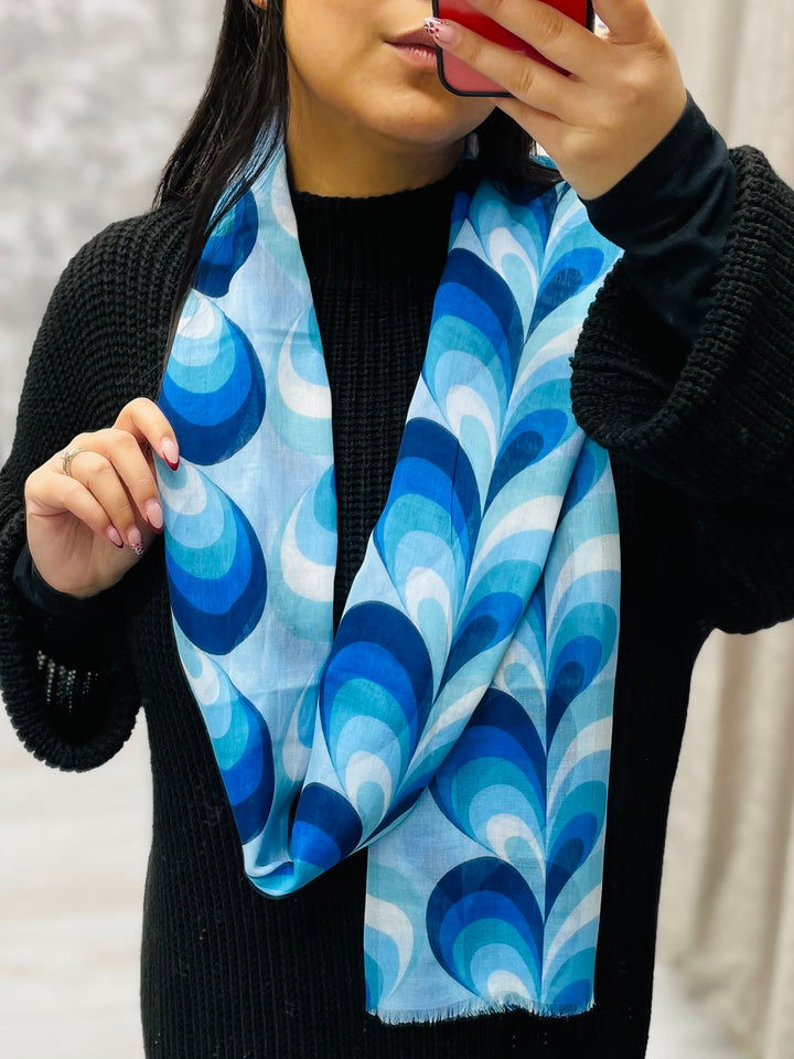 No.79 Heart Print Scarf-Blue