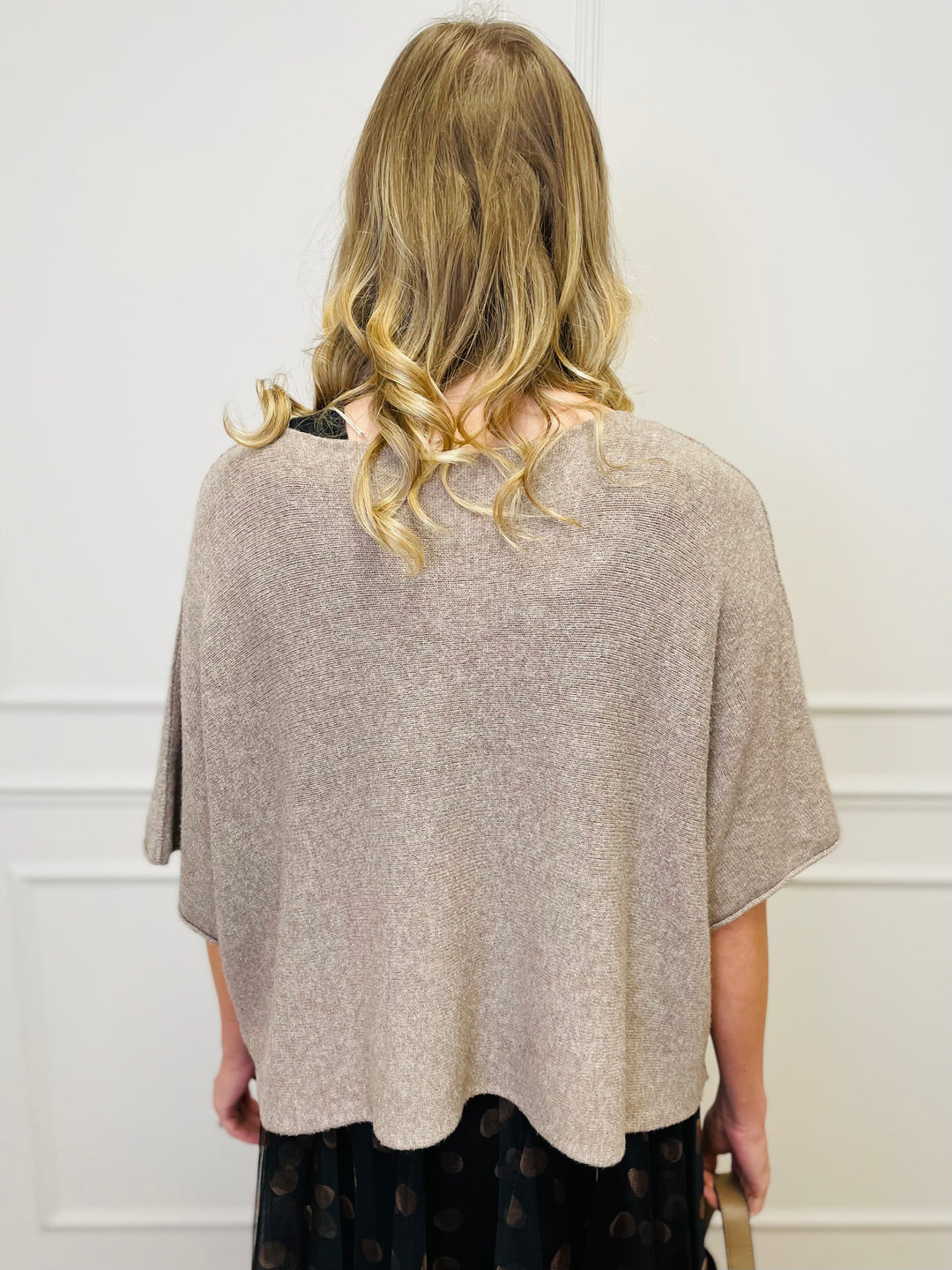 "ALICE” Short Sleeve Fine Knit-Mocha