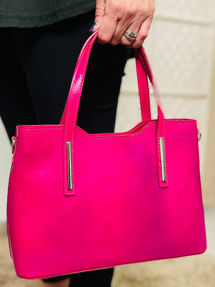 No.12 Leather Handbag-Cerise Pink